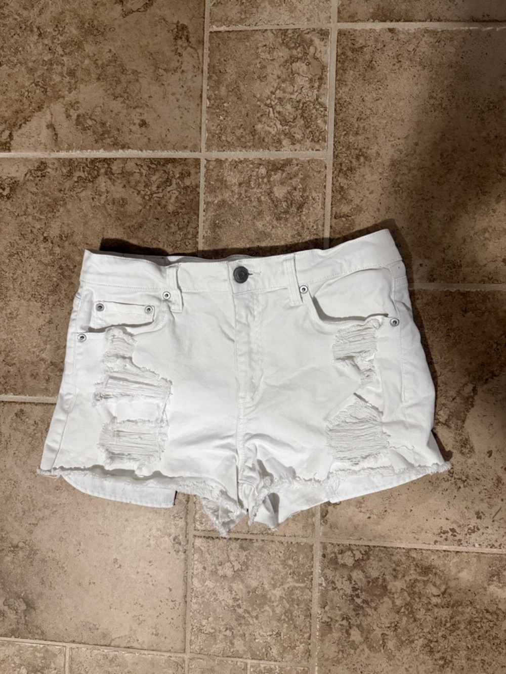 White Distressed Women’s Denim Shorts